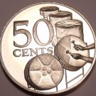PROOF TRINIDAD & TOBAGO 1975 50 CENTS~DRUMS~LAST YEAR~FREE SHIP~