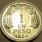 Gem Unc Chile 1956 1 Peso~General O'higgens~Excellent~Free Shipping