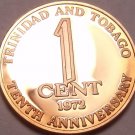 Rare Proof Trinidad & Tobago 1972 Cent~10th Anniversary of Independence~Free Shi
