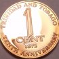Rare Proof Trinidad & Tobago 1972 Cent~10th Anniversary of Independence~Free Shi