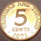 PROOF TRINIDAD & TOBAGO 1971 5 CENTS~12K MINTED~FREE SHIPPING