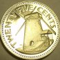RARE PROOF BARBADOS 1977 25 CENTS~SUGAR MILL~FREE SHIPPING~ONLY 5,014 EVER MADE~