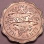 Unc Bahamas 1966 10 Cents~Bonefish~1st Year For Bahama Coinage~Free Shipping*