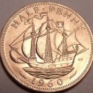 Uncirculated Great Britain 1960 Half Penny~Free Shipping