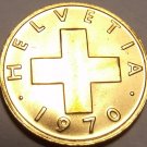 UNCIRCULATED 1970 SWITZERLAND 1 RAPPEN NICE CROSS