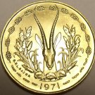 Choice Gem Unc West African States 1971 10 Francs~Gazelle~Free Shipping