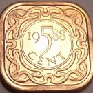 Gem Unc Suriname 1988-B 5 Cents~Square Coin~Awesome~Free Shipping