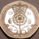 Rare Proof Great Britain 1991 20 Pence~Only 10,000 Minted~Excellent~Free Ship