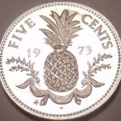 PROOF BAHAMAS 1973 5 CENTS~PINEAPPLE COIN~FREE SHIPPING