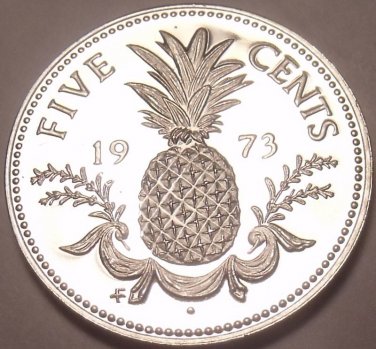 PROOF BAHAMAS 1973 5 CENTS~PINEAPPLE COIN~FREE SHIPPING