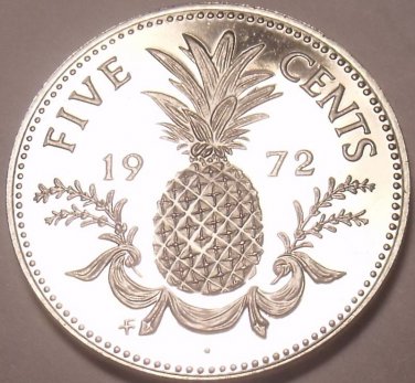 PROOF BAHAMAS 1972 5 CENTS~PINEAPPLE COIN~FREE SHIPPING