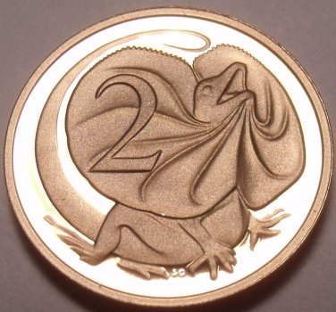 CAMEO PROOF AUSTRALIA 1988 2 CENTS~FRILLED LIZARD~FREE
