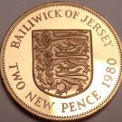 Rare Cameo Proof Jersey 1980 Two New Pence~10k Minted~Free Ship~1st Year Ever~