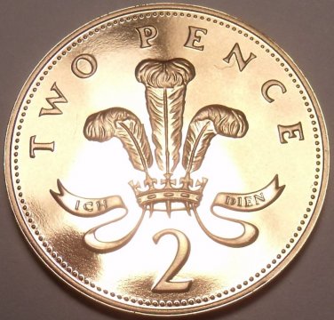 Cameo Proof Great Britain 1992 2 Pence~Welsh Plume~The Mints Best Work~Free Ship