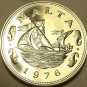 Large Rare Proof Malta 1976 10 Cents~Barge Of The Grand Master~26k Minted~Fr/Shi