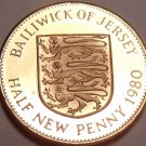 Rare Cameo Proof Jersey 1980 Half New Penny~10k Minted~Free Ship~1st Year Ever~