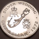 Rare Silver Proof Bermuda 1972 Dollar~Silver Wedding Anniversary~14k Minted~Fr/S