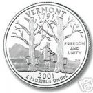 2001-P VERMONT BRILLIANT UNCIRCULATED STATE QUARTER