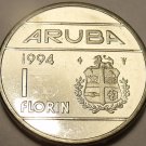 Large Gem Unc Aruba 1994-U Florin~Edge Inscription~GOD*ZIG*MET*ONS~Free Shipping