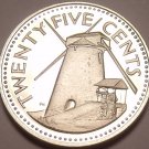 Cameo Proof Barbados 1973 25 Cents~Morgan Lewis Sugar Mill~1st Year ~Free Ship