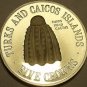 RARE MASSIVE SILVER PROOF TURKS AND CAICOS ISLANDS 1975 5 CROWNS~1,320 MINTED~FS