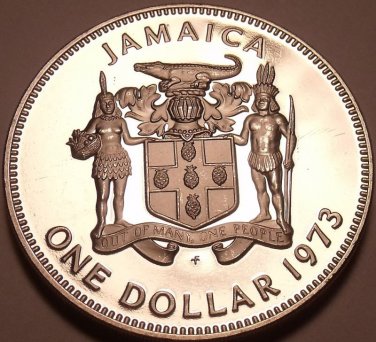 MASSIVE PROOF JAMAICA 1973 DOLLAR~28K MINTED~FREE SHIP~