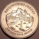 Massive Jersey Unc 1977 25 Pence~Mont Orgueil Castle And Gorey Harbour~Free Ship