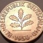 UNC GERMANY 1950-J 1 PFENNIG~VERY OLD COIN~~FREE SHIP~~