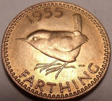 Rare Unc Great Britain 1955 Farthing~We Have Unc Farthings Diferent Years~Fr/Shi