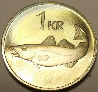 Rare Proof Iceland 1981 Krona~Only 15,000 Minted~Cod Fish~We Have Proofs~Fr/Ship