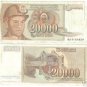 YUGOSLOVIA 20,000 DINERA HIGH DENOMINATION NOTE~FR/SHIP
