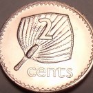 UNCIRCULATED FIJI 2001 2 CENTS VERY SHARP COIN FREE SHI