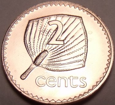 UNCIRCULATED FIJI 2001 2 CENTS VERY SHARP COIN FREE SHI