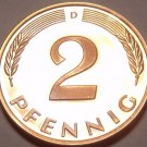 Gem Cameo Proof Germany 1982-D 2 Pfennig~Minted In Munich~78,000 Minted~Free Shi