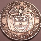 Large Silver Colombia 1922 50 Centavos~Only 150,000 Minted~Free Shipping
