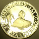 HUGE SILVER PROOF YUGOSLAVIA 1984 100 DINARA~OLYMPIC BOBSLEDDING~FREE SHIPPING~