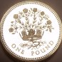 Gem Cameo Proof Great Britain 1986 Pound~Blooming Flax~Edge Incription~Free Ship