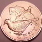 Rare Gem Unc British Virgin Islands 1974 5 Cents~12,000 Minted~Doves~Free Ship