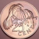 Rare Gem Unc British Virgin Islands 1974 25 Cents~12k Minted~Mangrove Cuckoo~F/S
