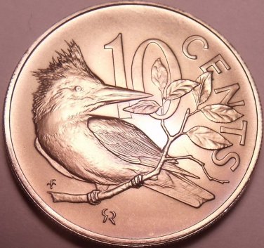 Rare Gem Unc British Virgin Islands 1974 10 Cents~12k Minted~Kingfisher~Free Shi