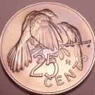 Rare Gem Unc British Virgin Islands 1973 25 Cents~Mangrove Cuckoo~20k Minted~F/S