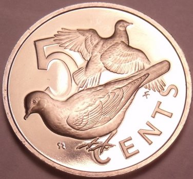 Rare Cameo Proof British Virgin Islands 1974 5 Cents~Excellent~Doves~Free Ship