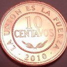 Gem Unc Bolivia 2010 10 Centavos~ESTADO PLURINACONAL DE BOLIVIA~Free Shipping