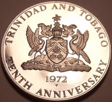 Massive Proof Trinidad & Tobago 1972 Dollar~10th Anniversary of Independence~F/S