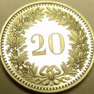 Rare Proof Switzerland Proof 1988-B 20 Rappen~Only 9,000 Minted~Free Shipping Rare Proof Switzerland Proof 1988-B 20 Rappen~Only 9,000 Minted~Free Shipping
