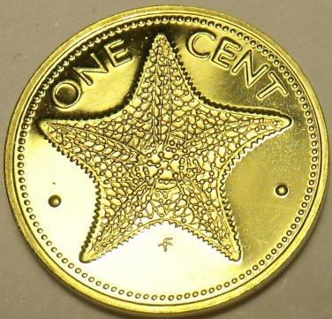 Rare Proof Bahamas 1975 Cent~Starfish~Only 29,000 Minted~Free Shipping