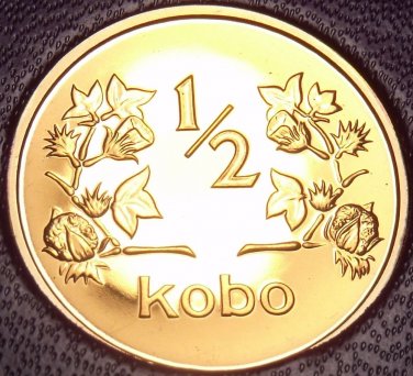 Rare Proof Nigeria 1973 Half Kobo~1st & Only Year In Proof~10k Minted~Free Ship