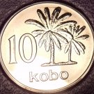 Rare Proof Nigeria 1973 10 Kobo's~1st & Only Year In Proof~Palm Trees~Free Ship