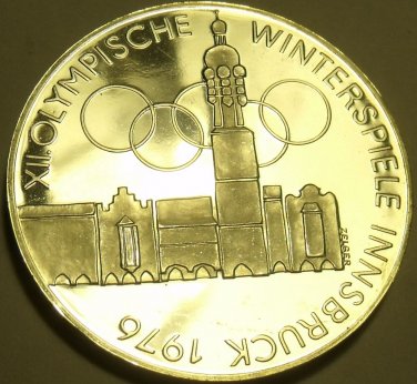 MASSIVE SILVER PROOF AUSTRIA 1974 100 SCHILLING~OLYMPICS IN INNSBRUCK~FREE SHIP