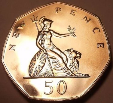 HUGE PROOF GREAT BRITAIN 1977 50 PENCE~FREE SHIP~